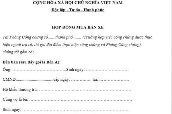 Hướng dẫn thủ tục công chứng hợp đồng mua bán xe máy